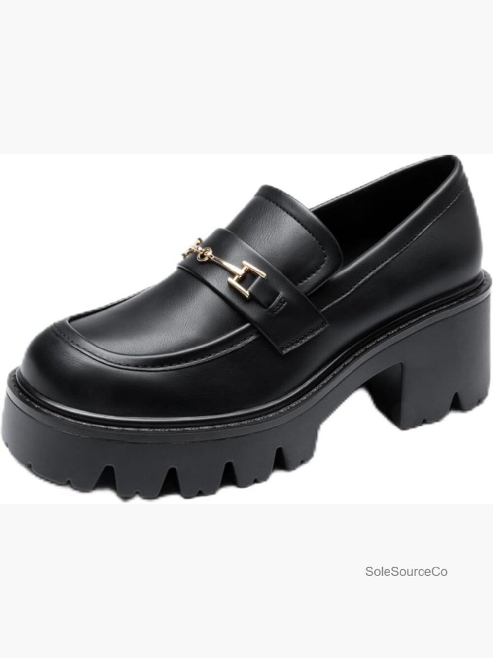 Women Loafers Platform Chunky Heel Slip On Lug Sole Office Business Shoes